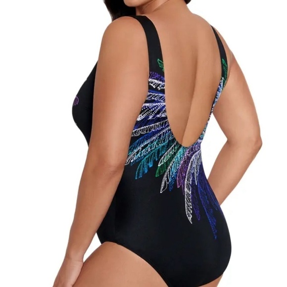 Swim Solutions Women's Firework Print One-Piece Swimsuit (Black Multi, 14) boho - Picture 2 of 12